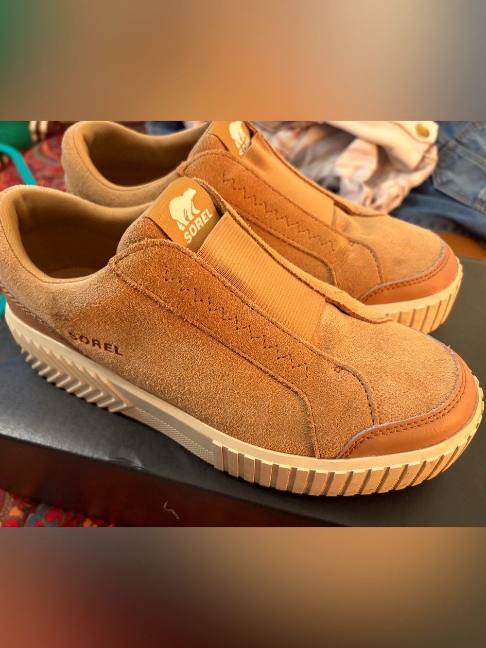 Sorel Women's Suede Slip-On Sneakers in Tan